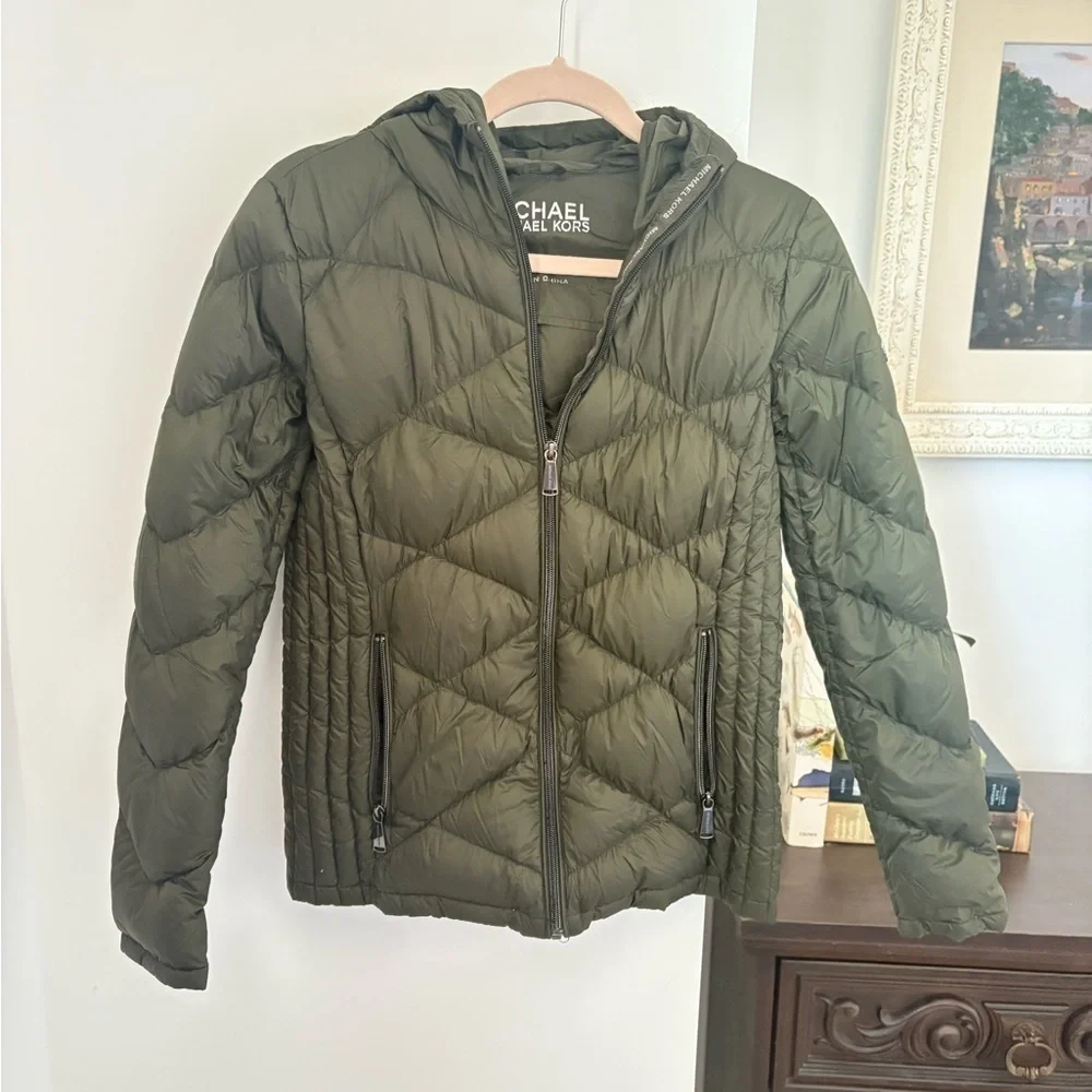Michael Kors Women's packable Olive Quilted Jacket